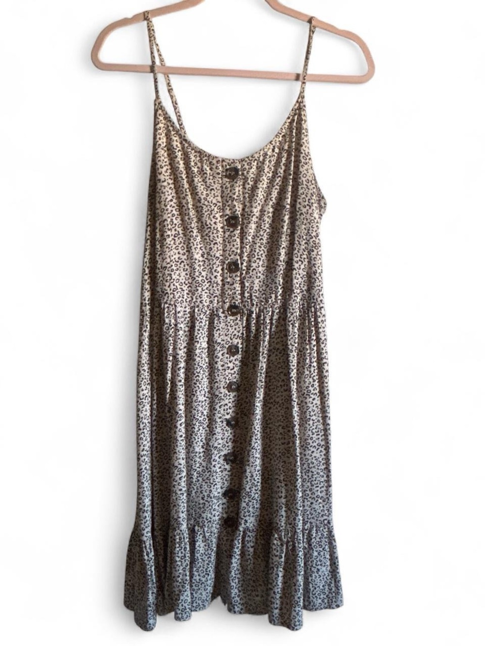 Japna Taupe Leopard Print Button-Front Midi Dress size L